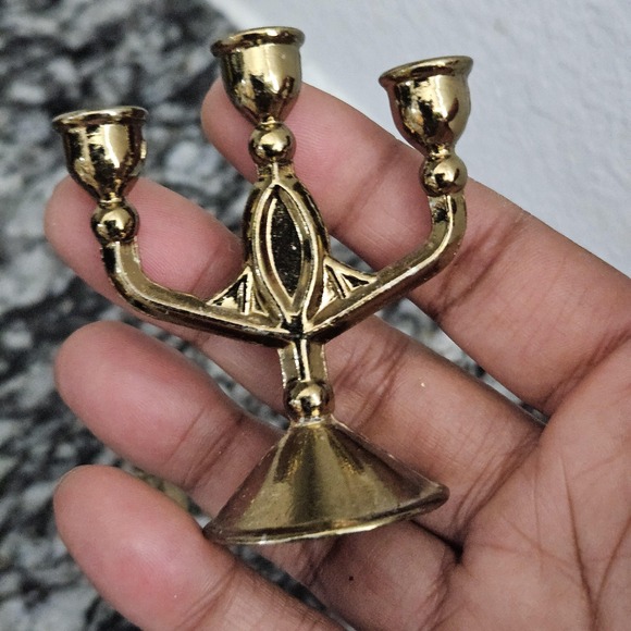 Vintage mini brass candlestick holder-set‎ of 2 dollhouse figurine - Picture 7 of 9